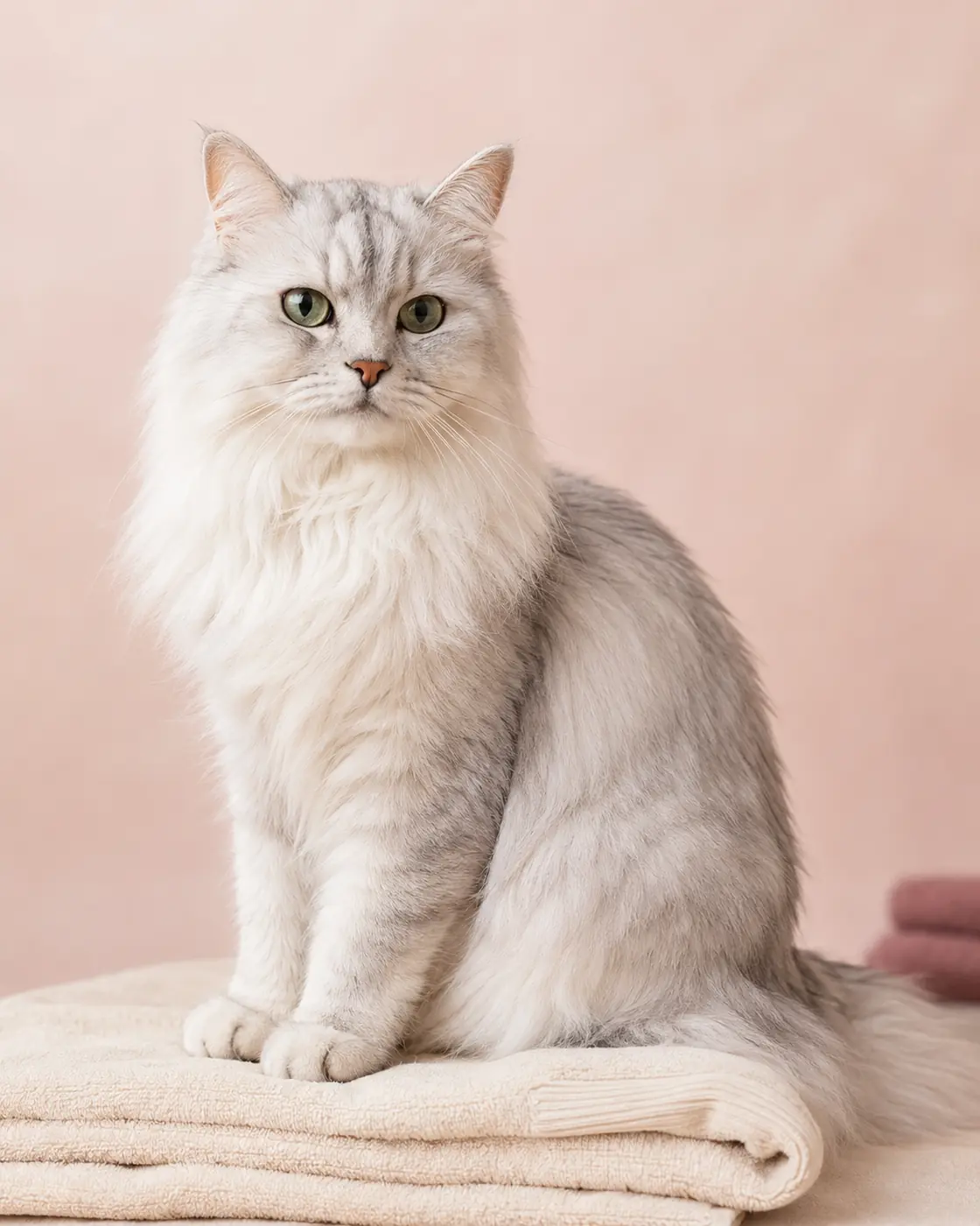 Серебристая длинношёрстная кошка